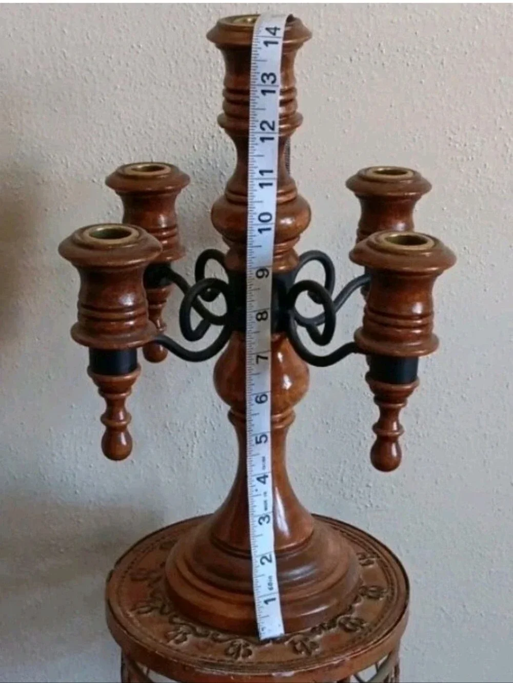 Gothic Edwardian Mid Century Modern Wooden Candelabra Victorian Candle Holder